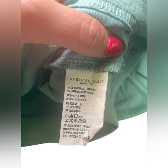 American Eagle New Logo Turquoise 100% Cotton Tee Shirt Size Medium - Picture 7 of 7